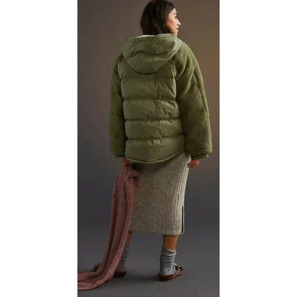 Pilcro Womens Swing Puffer Jacket Size L Green Teddy Coat Boho Gorpcore Outdoor - Picture 3 of 13